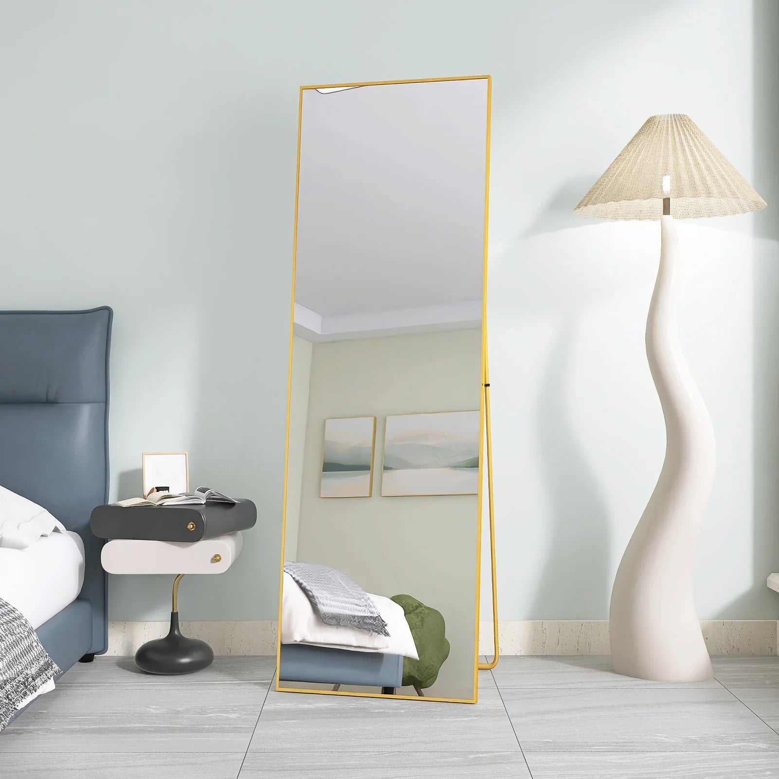 miroir cosmétique en verre trempé avec cadre aluminium doré - vue 4 sur 6