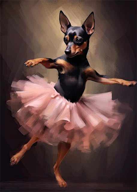 portraits de ballerine de chien art abstrait mural kawaii - vue 21 sur 26