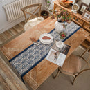Chemin de table rayé bleu marine dentelle campagne