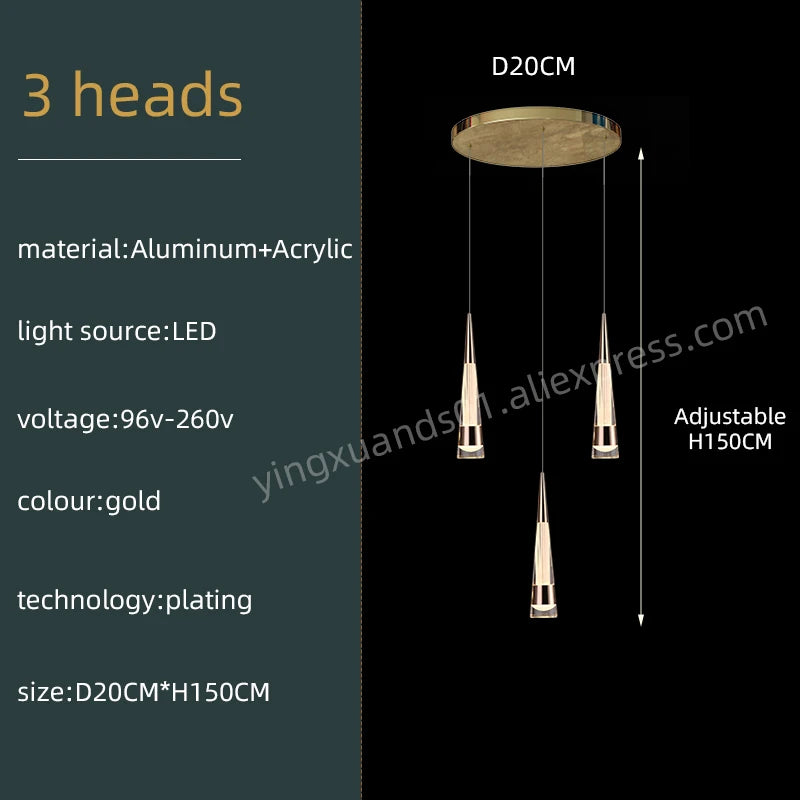lustre minimaliste moderne pour escalier design contemporain en acrylique