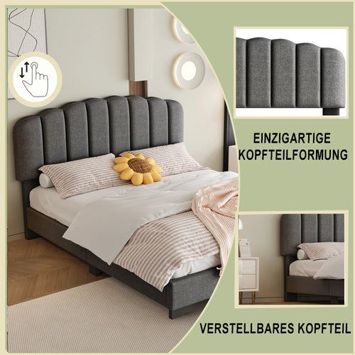 lit capitonné avec sommier à lattes tête de lit réglable unique