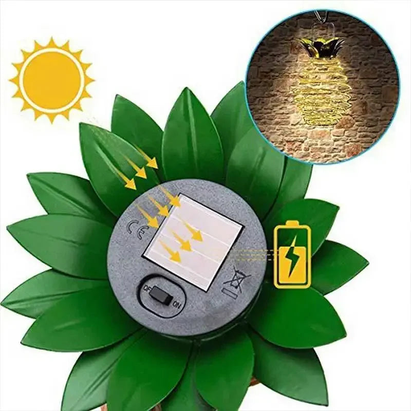 lampe solaire portable ananas 24 led décoration extérieure étanche - vue 3 sur 9
