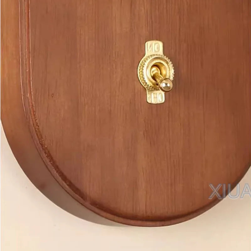 applique murale wabi-sabi rétro en bois massif avec interrupteur - vue 7 sur 8