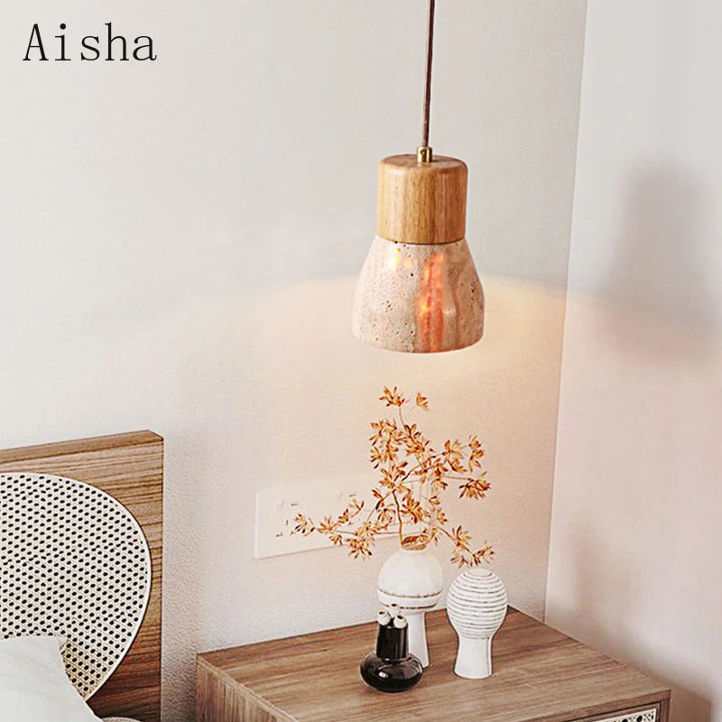 suspension wabi sabi créative en pierre naturelle décorative - vue 4 sur 8