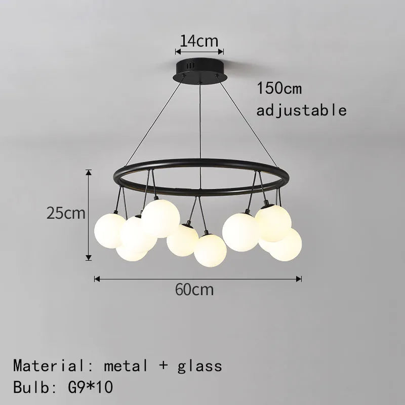 lustre moderne en verre éclairage suspendu réglable design élégant - vue 8 sur 10