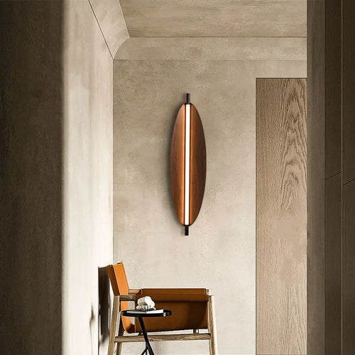 applique murale led style wabi sabi grain de bois minimaliste japonais - vue 3 sur 10