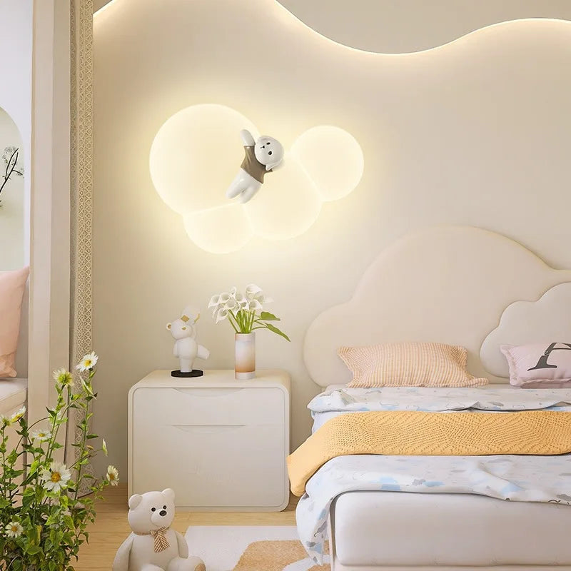applique murale nuage ourson et chien veilleuse décorative enfant - vue 4 sur 7