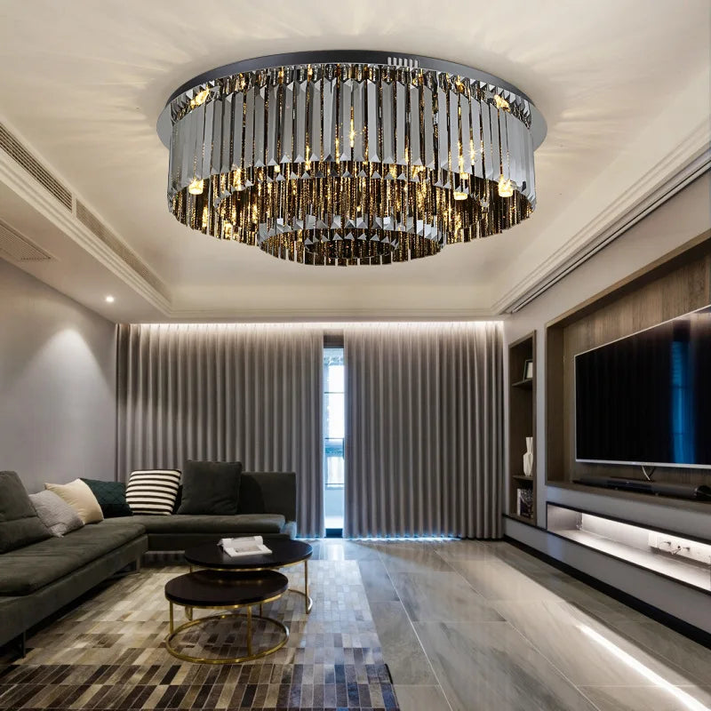 plafonnier led moderne de luxe en cristal décoration maison - vue 5 sur 9