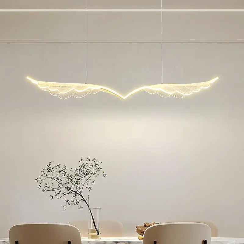 lustre nordique moderne créatif ailes d'ange en or led - vue 4 sur 6