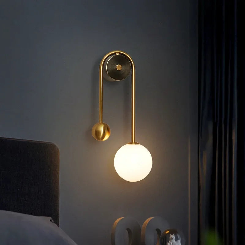 applique murale moderne en verre avec abat-jour led décoratif - vue 6 sur 8
