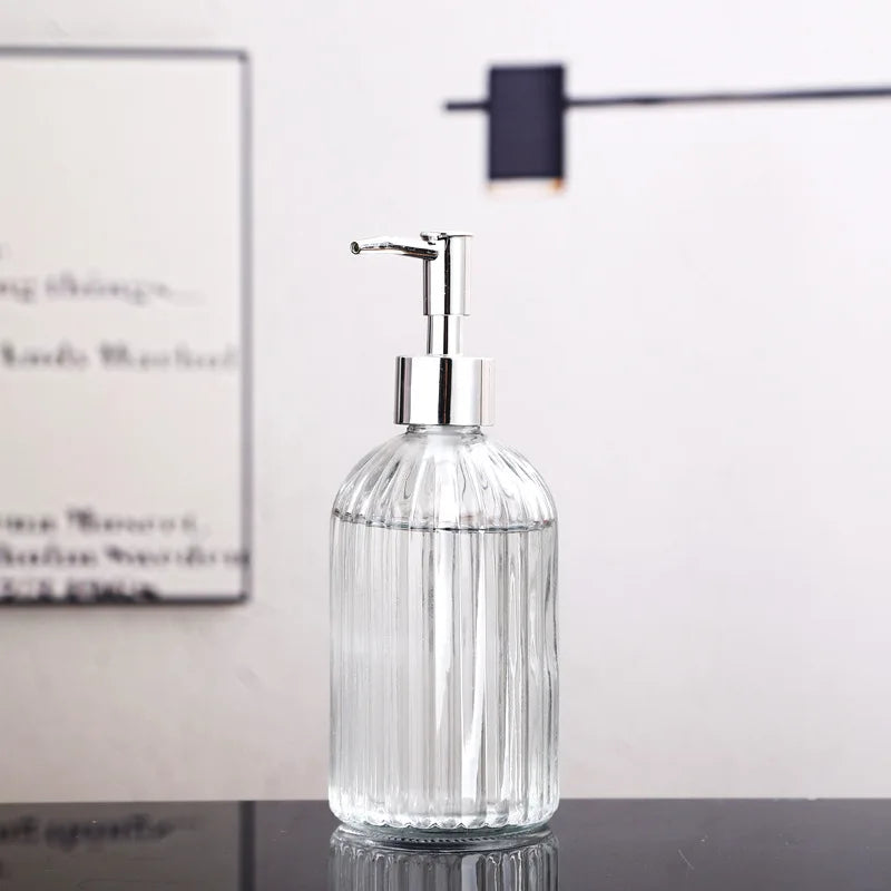 distributeur de savon liquide en verre portable pour salle de bain - vue 11 sur 17