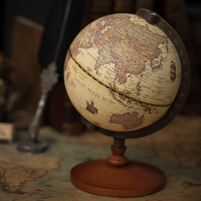 globe terrestre éducatif avec base en bois rétro pour décoration - vue 4 sur 7