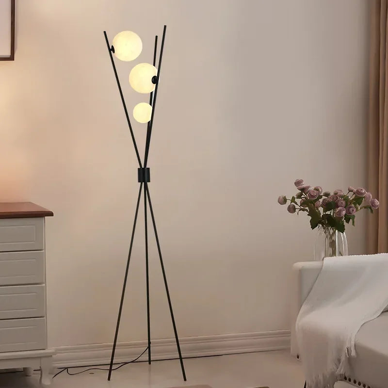 lampadaire led moderne boule de verre trépied lampe décorative - vue 5 sur 10