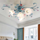 plafonnier led en fer fait main avec fleur de rose style américain coréen