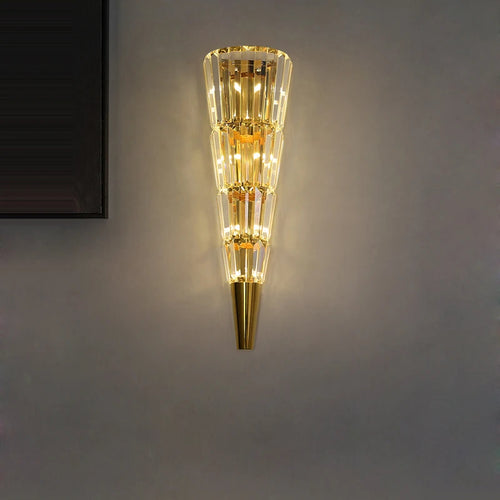 applique murale design en cristal et acier inoxydable doré - vue 6 sur 23