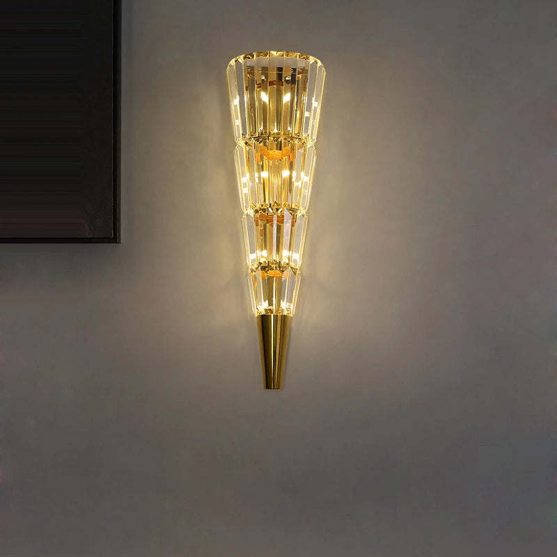 applique murale design en cristal et acier inoxydable doré - vue 5 sur 23