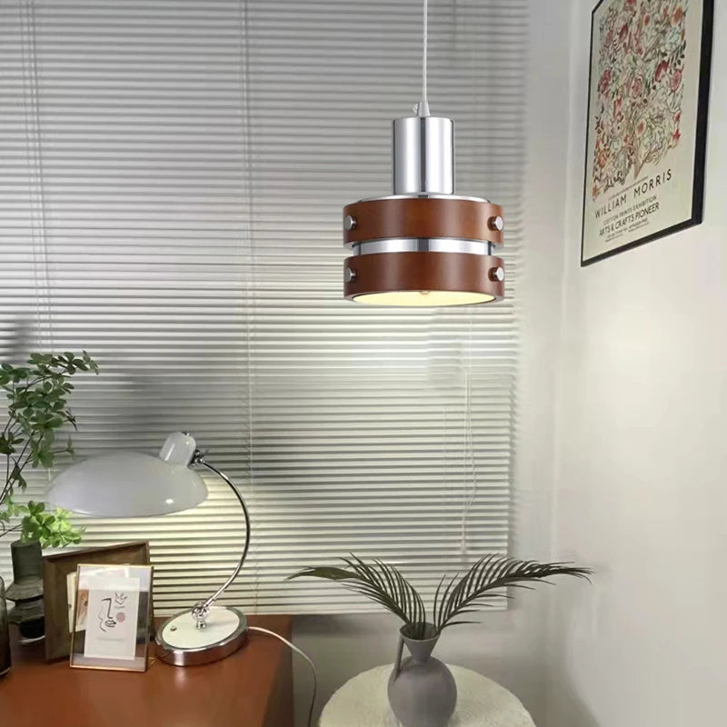 Suspension LED créative en bois chromé et métal