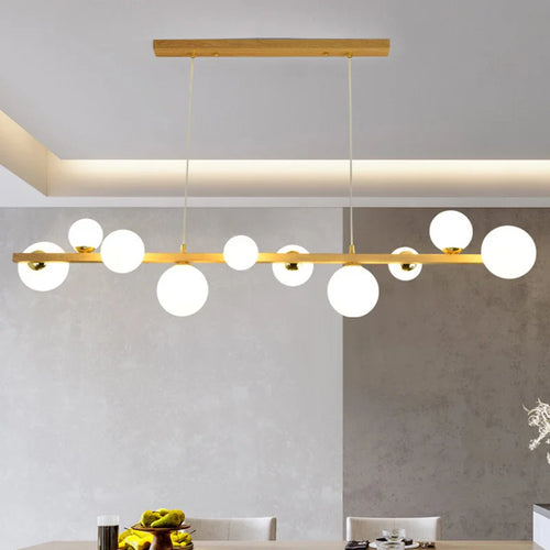 lustre abat-jour en verre suspension décor maison luminaire - vue 2 sur 10
