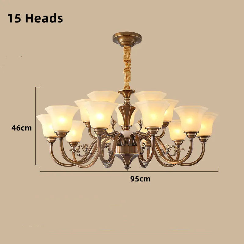 lustre vintage en cuivre avec abat-jour en verre dépoli - vue 19 sur 20