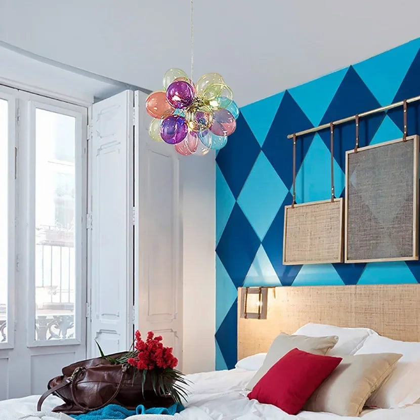 Colorful Bubble Chandelier Glass Pendant Lamp Ceiling Light Suspension Hanging Luminaire for Living Room Bedroom - vue 2 sur 14
