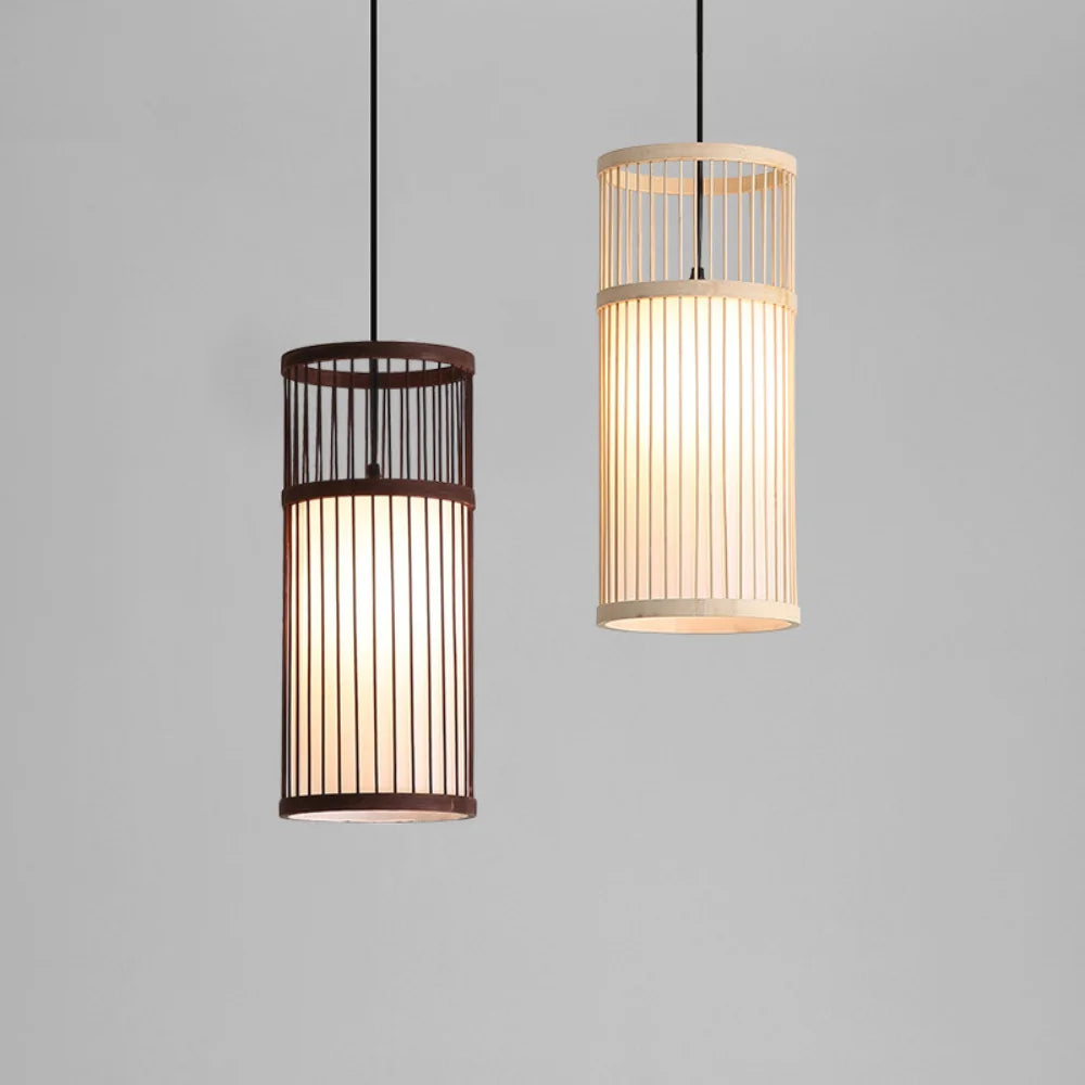 lustre bambou tissé main rotin osier - vue 3 sur 8