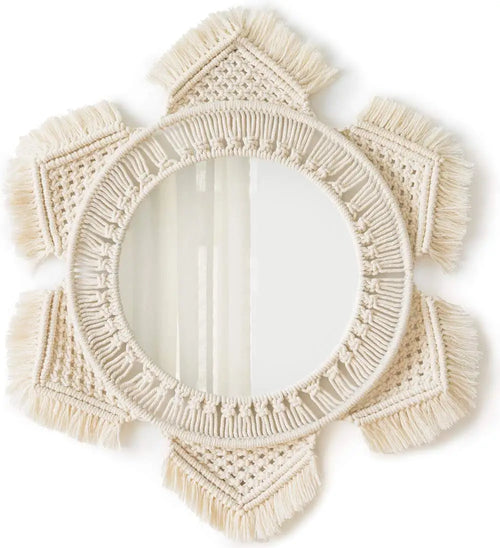 miroir mural en macramé décoration intérieure style bohème - vue 11 sur 11