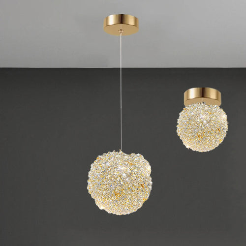 plafonnier moderne en cristal clair et métal doré - vue 5 sur 15