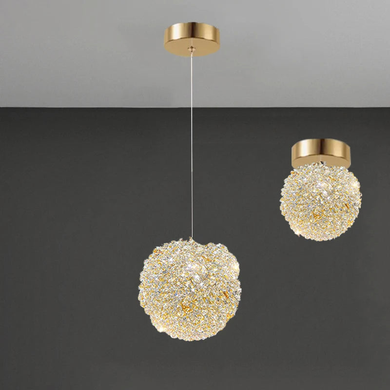 plafonnier moderne en cristal et métal pour
