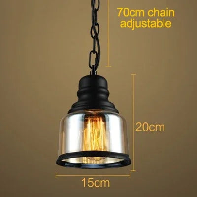 suspension industrielle rétro en verre ambré avec corde de chanvre - vue 6 sur 6