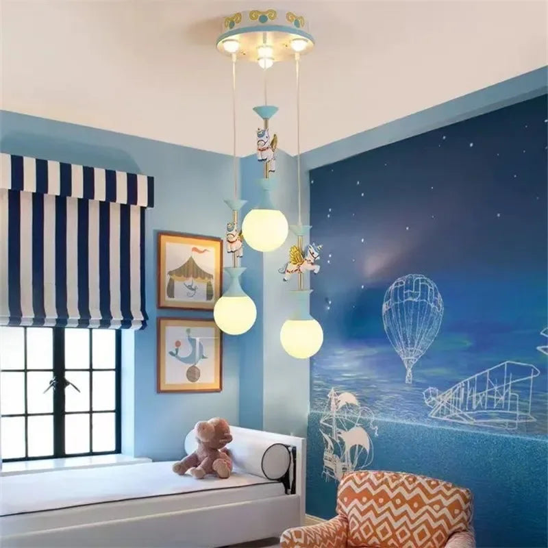 Lustres de chambre d'enfants plafonnier mignon fantaisie moderne lampe à LED créative avec animal salon filles chambre lumière