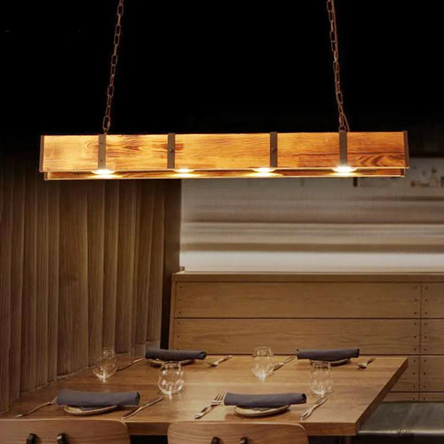 Lustre Vintage américaine en bois salle à manger Bar Table magasin de vêtements de Style industriel éclairage Led - vue 4 sur 7