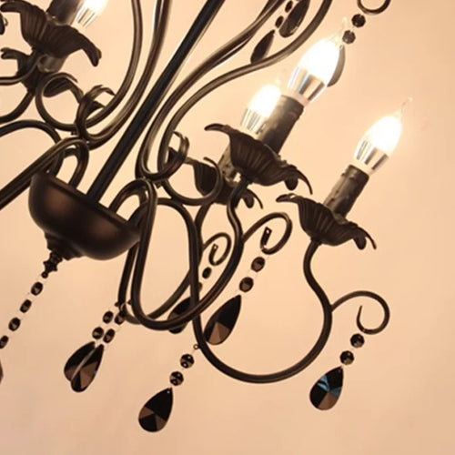 lampe à bougie en fer et cristal de luxe pour décoration intérieure - vue 7 sur 12
