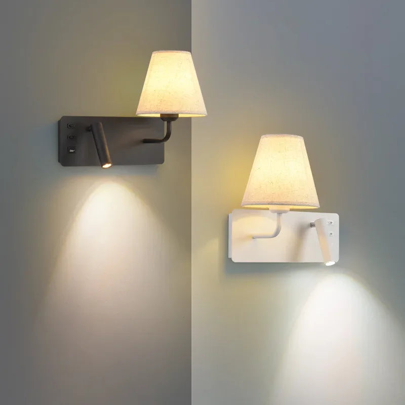 applique murale led nordique moderne avec interrupteur usb pour hôtel - vue 5 sur 10