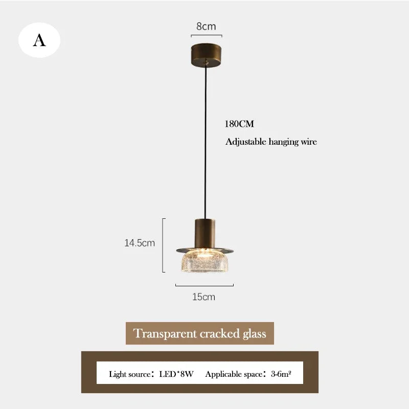 lustre en verre craquelé design rétro pour intérieur moderne - vue 9 sur 11