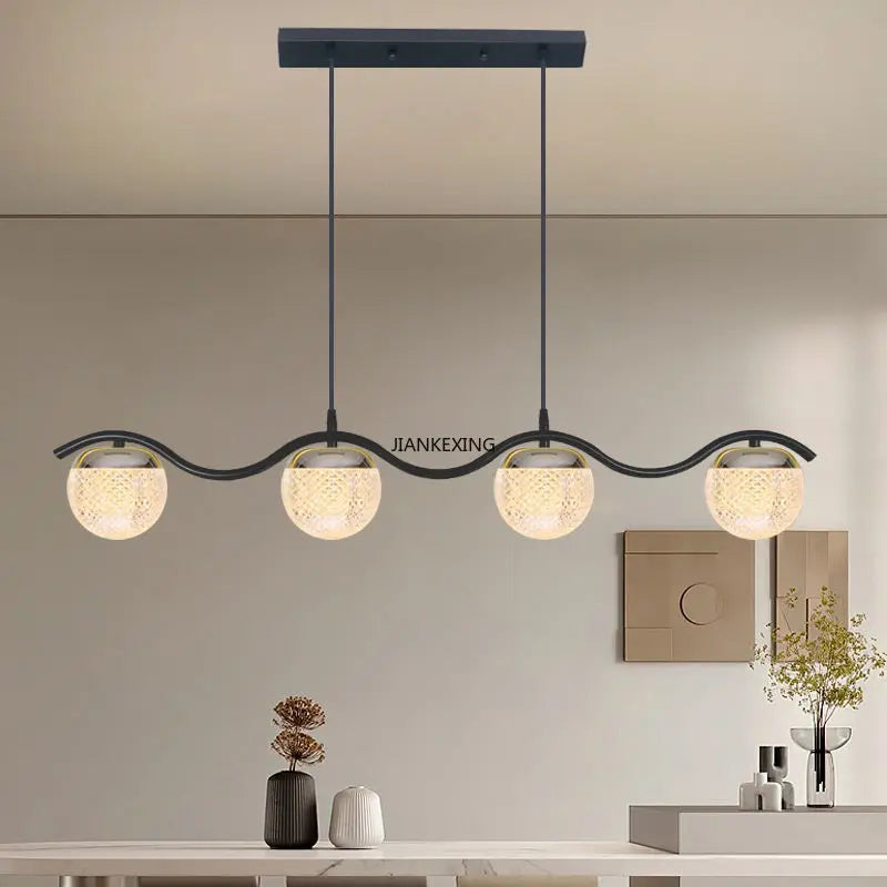 lustre moderne avec abat-jour en verre pour décoration maison - vue 6 sur 14