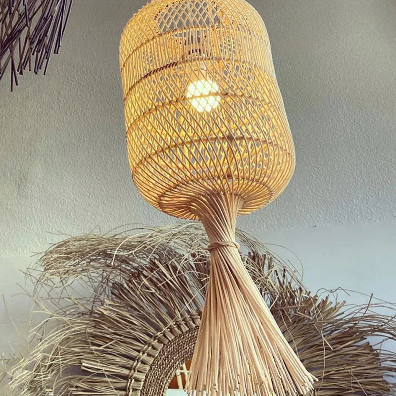 Lampadaire en rotin style Vintage nostalgique Simple - vue 7 sur 16