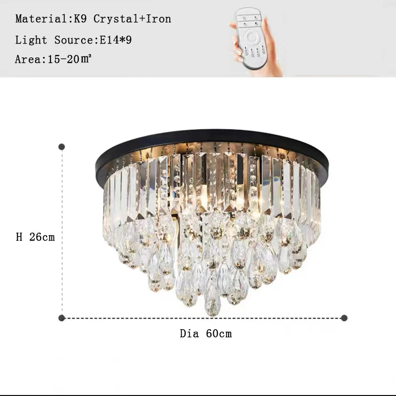 lustre led dimmable en cristal vintage luxe décoration