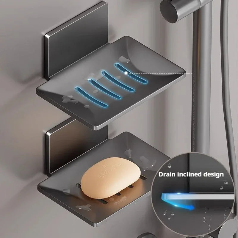 porte-savon mural en aluminium pour rangement de salle de bain et cuisine - vue 6 sur 9
