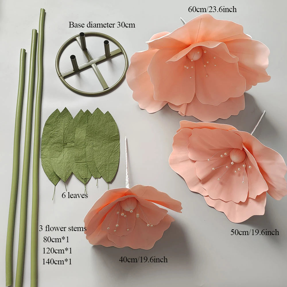 décoration mariage ensemble fleurs artificielles pavot géant pour scène - vue 2 sur 17
