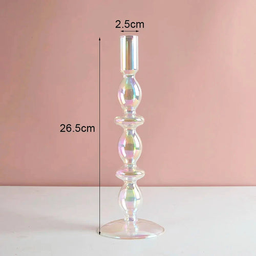 bougeoir en verre décoratif à rayures coniques pour événements festifs - vue 12 sur 30
