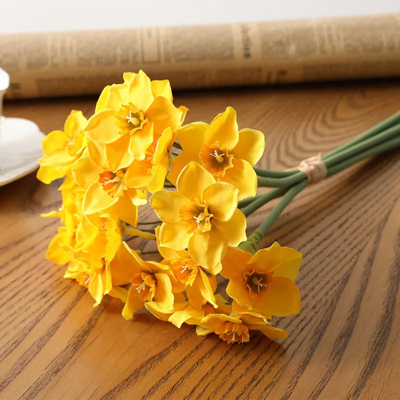 lot de 6 bouquets de fleurs narcisses artificielles pour toutes décorations - vue 8 sur 9