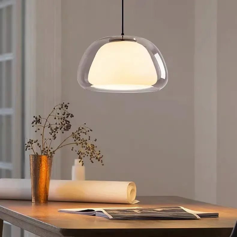 suspension en verre double couche style danois pour intérieur élégant - vue 3 sur 18