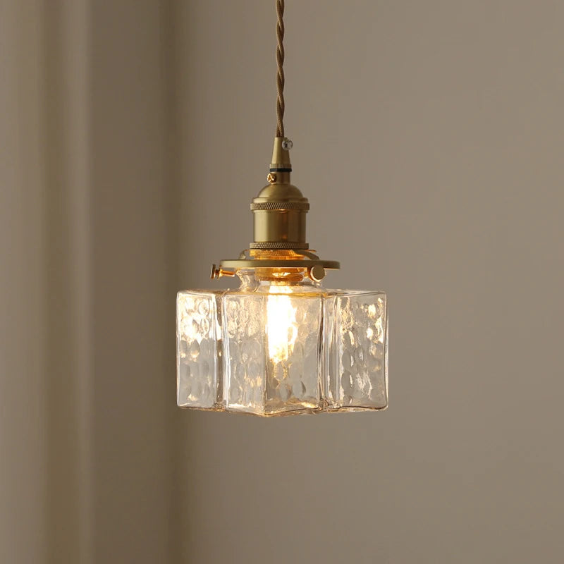 lustre japonais en verre minimaliste moderne avec éclairage led - vue 3 sur 9