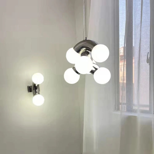 suspension en métal et verre blanc pour intérieur moderne - vue 3 sur 8