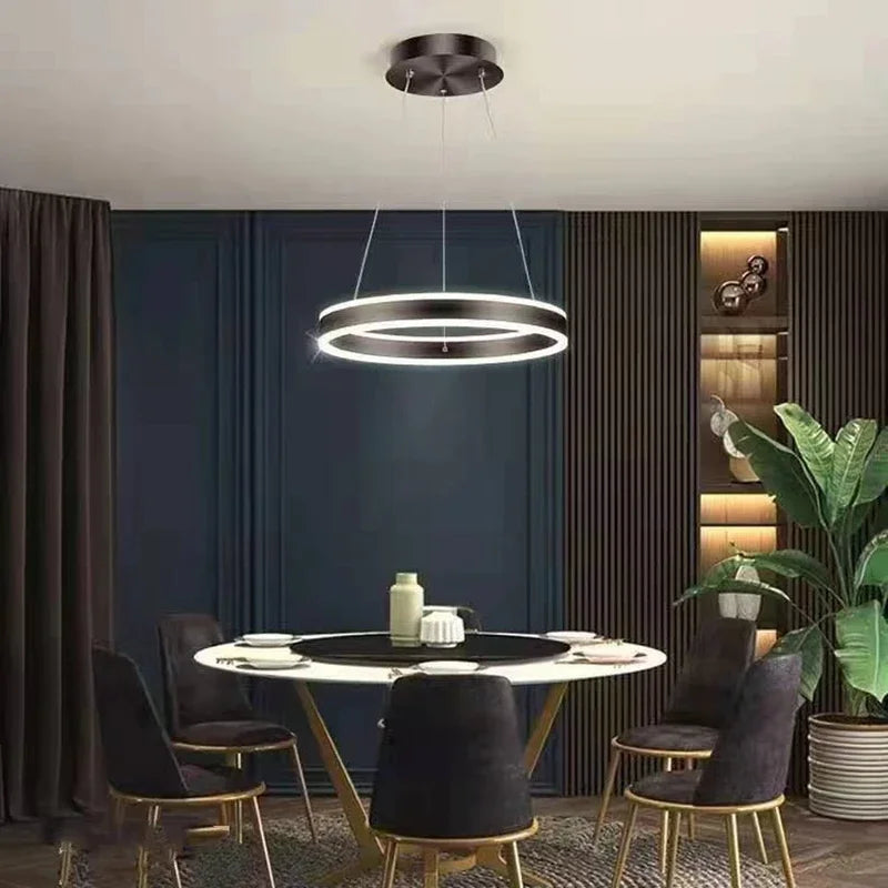 lustre led moderne luminescence haut bas lampes suspendues décor luminaire - vue 6 sur 10