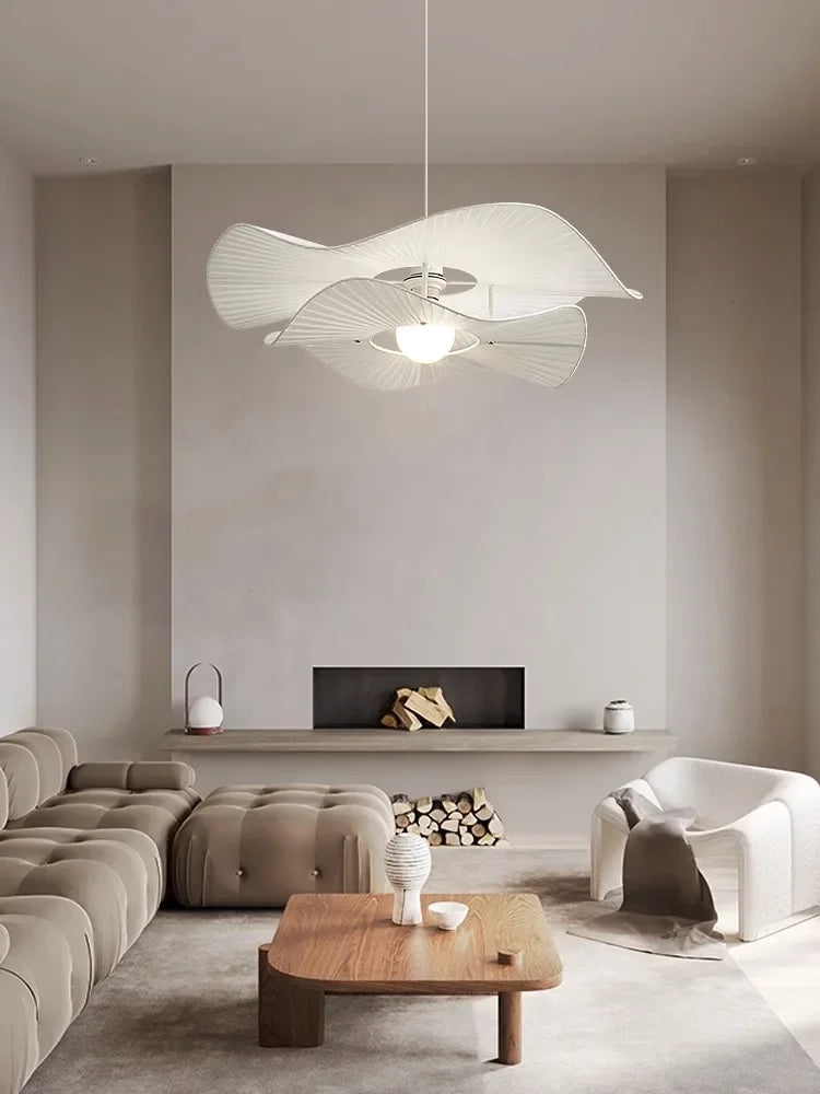 lustre Design nordique tissu LED lumières chambre salon salle à manger décoration maison fleur - vue 6 sur 7