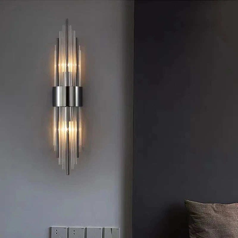 applique murale mini en verre et acier inoxydable pour divers espaces
