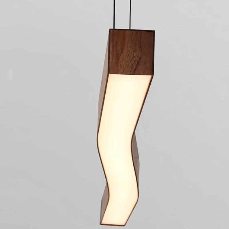 lampe suspendue imitation bois et métal intensité et fil réglables minimaliste - vue 5 sur 8