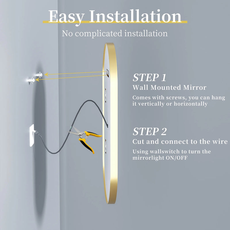 grand miroir oval à led avec éclairage intensité variable et antibuée