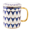 Tasse ceramique style britannique couvercle cuillere bord elegant